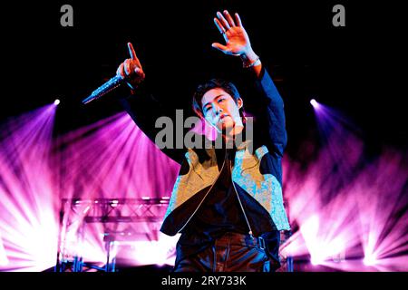 Italie 28 septembre 2023 B.I - le rappeur k-pop Kim Han-bin Love or Die Europe Tour - live au club Alcatraz à Milan © Andrea Ripamonti / Alamy Banque D'Images