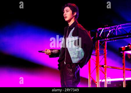 Italie 28 septembre 2023 B.I - le rappeur k-pop Kim Han-bin Love or Die Europe Tour - live au club Alcatraz à Milan © Andrea Ripamonti / Alamy Banque D'Images