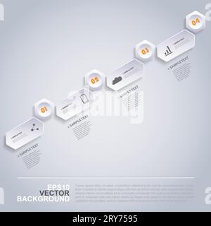 Concept infographique avec hexagones - conception de diagramme de flux - Timeline Illustration de Vecteur