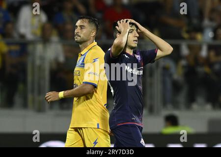 Frosinone, Italie. 28 septembre 2023. Lors de la 6e journée du Championnat de Serie A entre Frosinone Calcio et A.C.F. Fiorentina, le 28 septembre 2023 au Stade Benito Stirpe, Frosinone, Italie. Crédit : Agence photo indépendante/Alamy Live News Banque D'Images