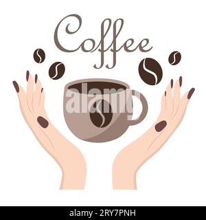 Une tasse de café à la main Illustration de Vecteur