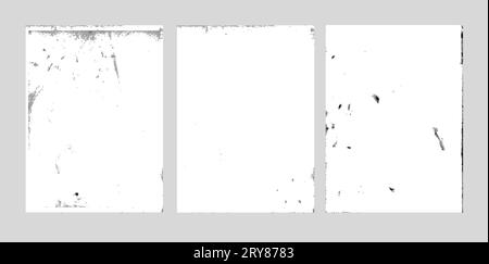 Ensemble de fonds ou bannières grunge rétro abstraits noirs et blancs. Illustration abstraite de texture demi-ton semblable à un journal, image vectorisée Banque D'Images