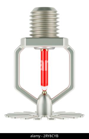 Tête de gicleur d'incendie, gicleur d'incendie. Rendu 3D isolé sur fond blanc Banque D'Images