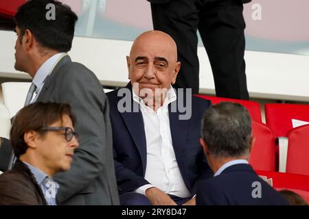 Monza, Italie. 28 septembre 2023. Adriano Galliani (CEO AC Monza) lors de l'AC Monza contre le FC 1909 de Bologne, Serie A, au U-Power Stadium de Monza le 28 septembre 2023. (Photo Alessio Morgese/NurPhoto) crédit : NurPhoto SRL/Alamy Live News Banque D'Images