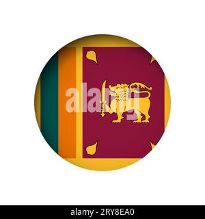 Drapeau du Sri Lanka - derrière le trou de papier de cercle coupé avec ombre intérieure. Illustration de Vecteur