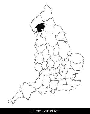 Carte du comté de Westmorland en Angleterre sur fond blanc. Carte du comté unique mise en évidence en noir sur la carte administrative de l'Angleterre.. Royaume-Uni Banque D'Images