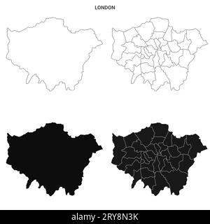 Ensemble de cartes administratives du Grand Londres - contours vierges des comtés ou des arrondissements Banque D'Images