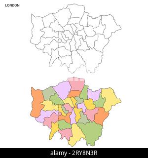 Ensemble de cartes administratives du Grand Londres - contours vierges des comtés ou des arrondissements Banque D'Images