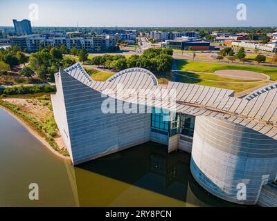 Vue aérienne ensoleillée de l'exploration place au Kansas Banque D'Images