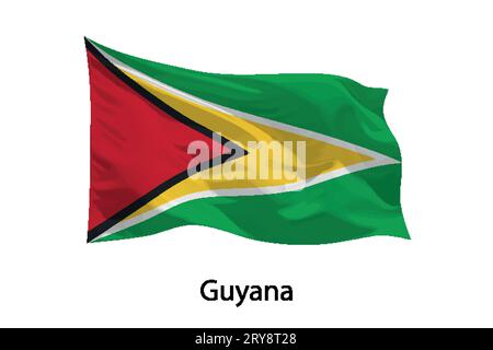 Drapeau agitant réaliste 3d de Guyana isolé. Modèle pour la conception iposter Illustration de Vecteur