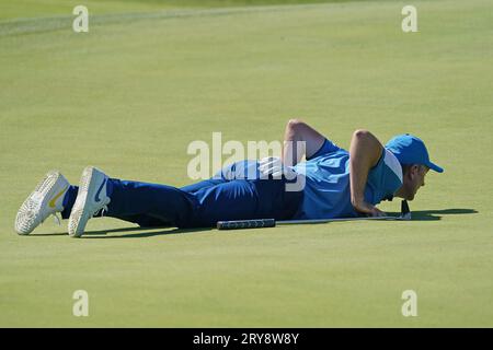 29 septembre 2023 ; Marco Simone Golf and Country Club, Guidonia Montecelio, Rome, Italie ; 44e Ryder Cup Matches , Europe contre USA, jour 1 ; Justine Rose Banque D'Images