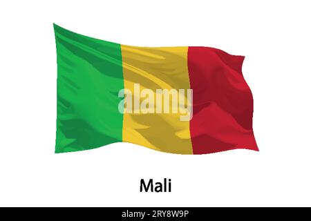 Drapeau agitant réaliste 3d du Mali isolé. Modèle pour la conception d'affiches Illustration de Vecteur