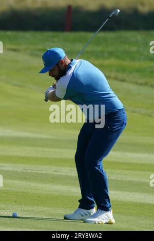 29 septembre 2023 ; Marco Simone Golf and Country Club, Guidonia Montecelio, Rome, Italie ; 44e Ryder Cup Matches , Europe contre USA, jour 1 ; Tyrrell Hatton Banque D'Images