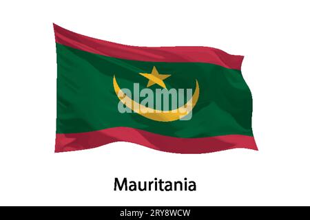 3d drapeau agitant réaliste de Mauritanie isolé. Modèle pour la conception d'affiches Illustration de Vecteur