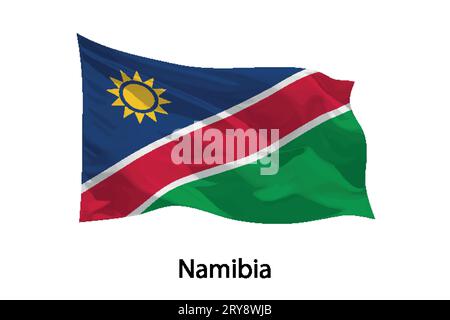 Drapeau agitant réaliste 3d de Namibie isolé. Modèle pour la conception d'affiches Illustration de Vecteur