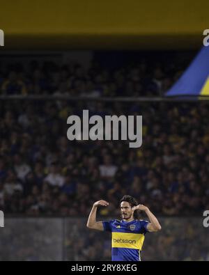 Buenos Aires, Argentine. 11 mars 2023. BUENOS AIRES, ARGENTINE - 28 SEPTEMBRE : Cavani de Boca Juniors lors du match entre Boca Juniors et Palmeiras dans le cadre des demi-finales du CONMEBOL Libertadores au stade Alberto J. Armando (la Bombonera) le 28 septembre 2023 à Buenos Aires, Argentine. (Photo de Marco Galvao/Pximages) crédit : PX Images/Alamy Live News Banque D'Images