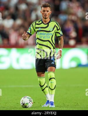 Londres, Royaume-Uni. 27 septembre 2023. Ben White d'Arsenal lors du match Brentford FC contre Arsenal FC Carabao Cup Round 3 au Gtech Community Stadium, Londres, Angleterre, Royaume-Uni le 27 septembre 2023 Credit : Every second Media/Alamy Live News Banque D'Images