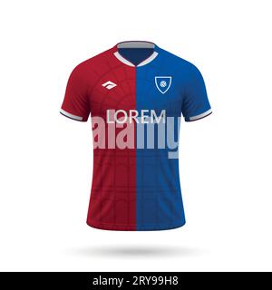 Maillot de football réaliste 3d dans le style Crystal Palace, modèle de chemise pour kit de football 2023 Illustration de Vecteur