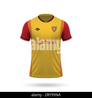 maillot de football réaliste 3d dans le style, modèle de chemise pour kit de football 2023 Illustration de Vecteur