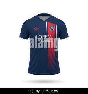 Maillot de football réaliste 3d dans le style PSG, modèle de chemise pour kit de football 2023 Illustration de Vecteur