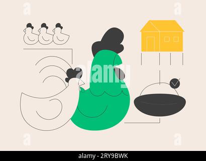 Illustration vectorielle abstraite de concept de poulet et d'œufs à la course libre. Illustration de Vecteur