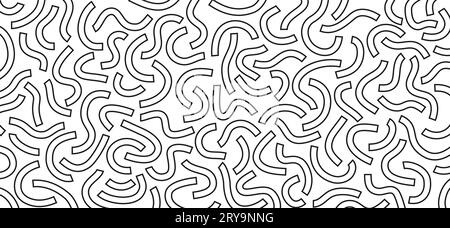 Motif de doodle monochrome. Motif monochrome drôle. Lignes courbes sur fond blanc. Illustration de Vecteur