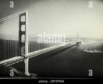 Centre de la travée principale Golden Gate Bridge, 1937 Banque D'Images