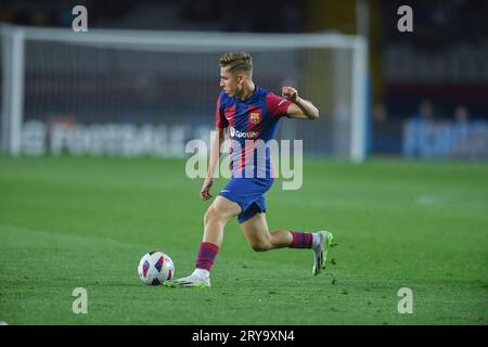 Barcelone, ESP. 29 septembre 2023. FC BARCELONE vs SEVILLA FC 29 septembre 2023 Fermín lors du match entre le FC Barcelone et le Sevilla FC correspondant à la huitième journée de la Liga EA Sports à Olimpic Stadium Lluis Companys de Montjuïc à Barcelone, Espagne. Crédit : Rosdemora/Alamy Live News Banque D'Images