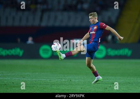 Barcelone, ESP. 29 septembre 2023. FC BARCELONE vs SEVILLA FC 29 septembre 2023 Fermín lors du match entre le FC Barcelone et le Sevilla FC correspondant à la huitième journée de la Liga EA Sports à Olimpic Stadium Lluis Companys de Montjuïc à Barcelone, Espagne. Crédit : Rosdemora/Alamy Live News Banque D'Images