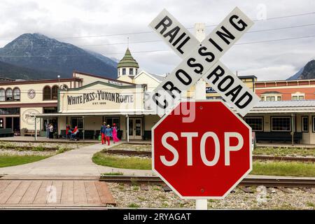 White Pass & Yukon route Railway train - Skagway, Alaska, États-Unis Banque D'Images