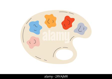 Palette d'artiste avec des peintures de différentes couleurs. Illustration de Vecteur
