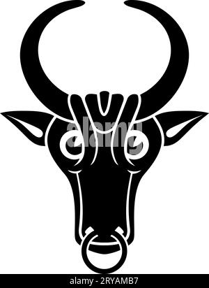 Tête de Bull, Bison, Buffalo. Silhouette de symbole folklorique. Vecteur clipart isolé sur blanc. Illustration de Vecteur