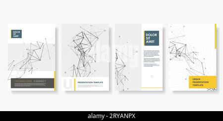 Conception de brochure abstraite avec molécule de connexion géométrique. Gabarit géométrique pour magazine Illustration de Vecteur