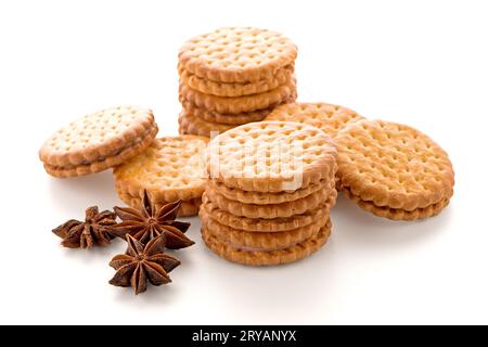 Biscuits sandwich avec garniture à la vanille Banque D'Images