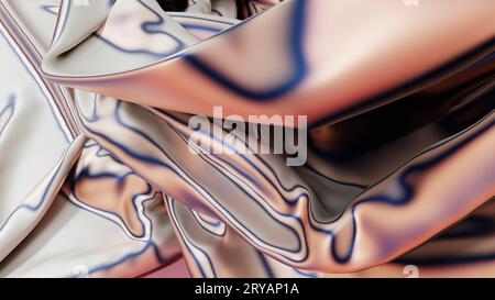 Rendu 3D, fond de papier peint irisé holographique Slik abstrait Banque D'Images