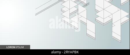 Réseau de tuiles futuristes et construction géométrique en mosaïque. Motif en nid d'abeille sur fond blanc. Formes polygonales Vector Connet Illustration de Vecteur