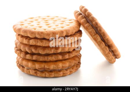 Biscuits sandwich avec garniture à la vanille Banque D'Images