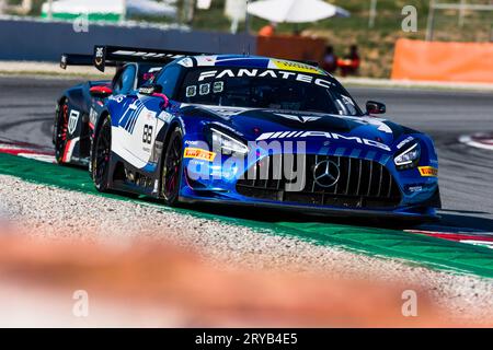 30 septembre 2023 ; circuit de Catalogne, Barcelone, Catalogne, Espagne; 2023 Fanatec GT World Challenge Europe, jour 2 : Timur Boguslavskiy , Jules Gounon , Raffaele Marciello de l'Akkodis ASP Team Banque D'Images