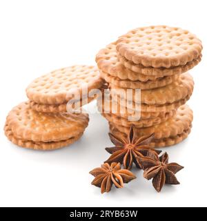 Biscuits sandwich avec garniture à la vanille Banque D'Images