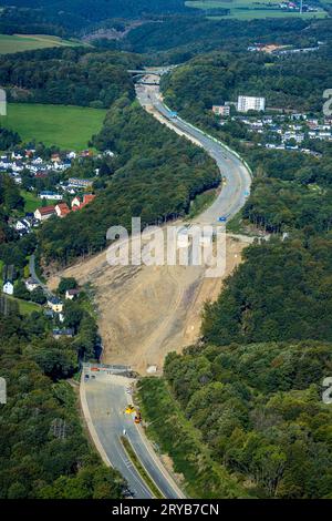 Luftbild, Abgerissene und gesprengte Talbrücke Rahmede der Autobahn A45, Baustelle für Neubau, Gevelndorf, Lüdenscheid, Sauerland, Nordrhein-Westfalen, Deutschland ACHTUNGxMINDESTHONORARx60xEURO *** vue aérienne, démolie et détruit viaduc Rahmede de l'autoroute A45, chantier de construction pour nouvelle construction, Gevelndorf, Lüdenscheid, Sauerland, Rhénanie du Nord Westphalie, Allemagne ATTENTIONxMINDESTHONORARx60xEURO Banque D'Images