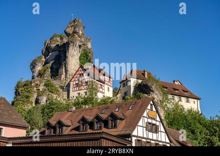 Tüchersfeld in der Fränkischen Schweiz, Stadt Pottenstein, Bayern, Deutschland Banque D'Images