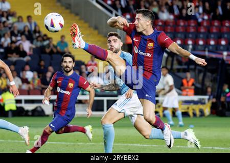 Barcelone, Espagne. 23 septembre 2023. Robert Lewandowski en action lors du match de LaLiga EA Sports entre le FC Barcelone et le RC Celta de Vigo à l'Esta Banque D'Images