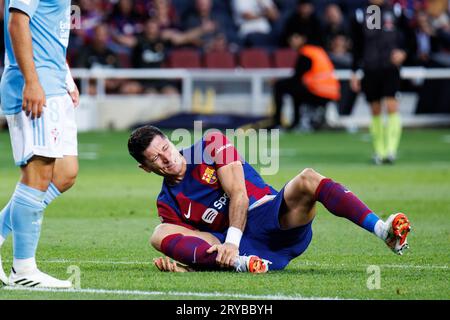 Barcelone, Espagne. 23 septembre 2023. Robert Lewandowski en action lors du match de LaLiga EA Sports entre le FC Barcelone et le RC Celta de Vigo à l'Esta Banque D'Images