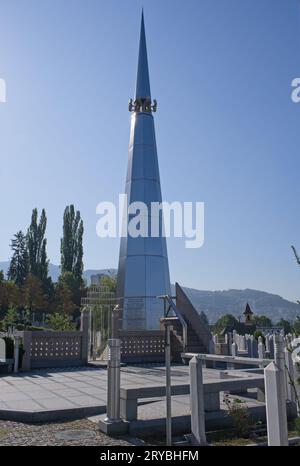 Sarajevo, Bosnie-Herzégovine - 29 septembre 2023 : Mezarje Stadion. Beaucoup des 11541 victimes sont enterrées dans ce cimetière. Il est situé à l'Olympic Banque D'Images