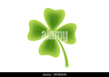 Vecteur chanceux trèfle à quatre feuilles pour le jour de Patrick. Illustration vectorielle de trèfle chanceux à quatre feuilles dans un style réaliste. Illustration de Vecteur