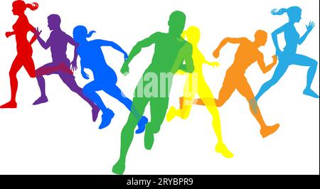 Ensemble de silhouettes de sport de running Silhouette Runners Illustration de Vecteur