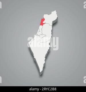 Emplacement du district de Haïfa en Israël carte isométrique 3D. Illustration de Vecteur