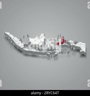 North Maluku province location Indonésie carte isométrique 3D. Illustration de Vecteur