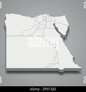 Port Said emplacement de la région dans la carte isométrique 3d de l'Égypte Illustration de Vecteur
