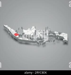 South Sumatra province emplacement Indonésie carte isométrique 3D. Illustration de Vecteur